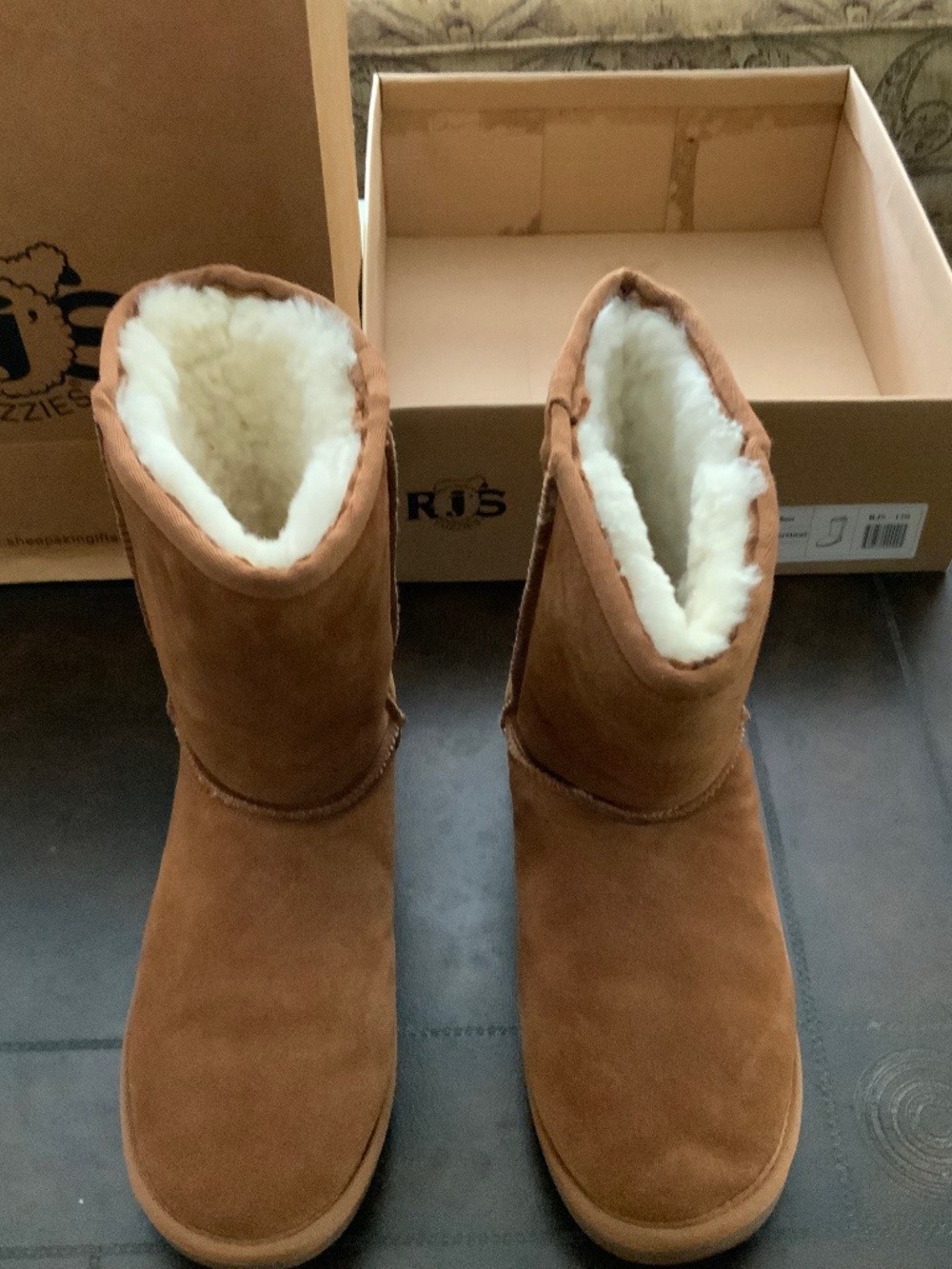 Women’s RJS Sheepskin Boots - Size 8 (9 inch boot; Size 8); Color:  Chestnut
